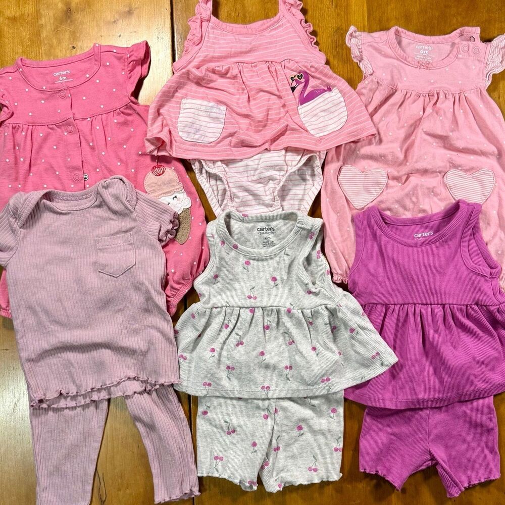 Baby Girls Clothing 6M Tops Bottoms Outfits Shirts, Dress Romper Bundle Lot of 6
